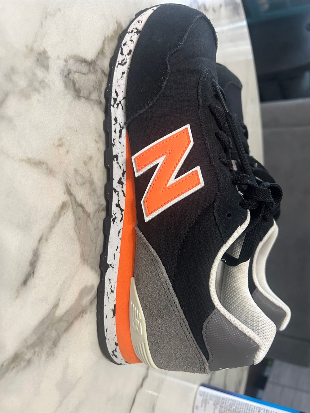 New Balance Kids Black & Orange Sneakers with Gray Accents